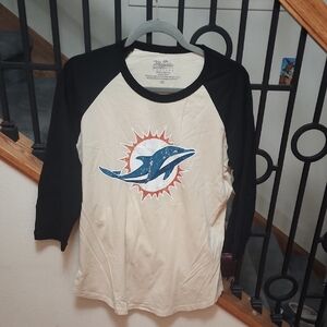 Majestic Miami Dolphins Raglan Shirt - Black and White